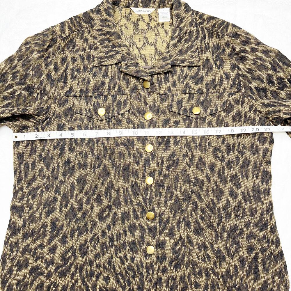 LAURA ASHLEY Tan Brown Cheetah Animal Print Button Down Blazer Jacket Large - Picture 4 of 8